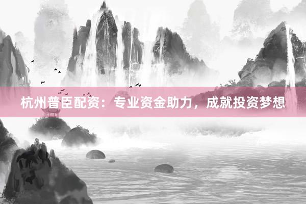 杭州普臣配资：专业资金助力，成就投资梦想