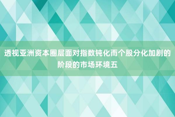 透视亚洲资本圈层面对指数钝化而个股分化加剧的阶段的市场环境五