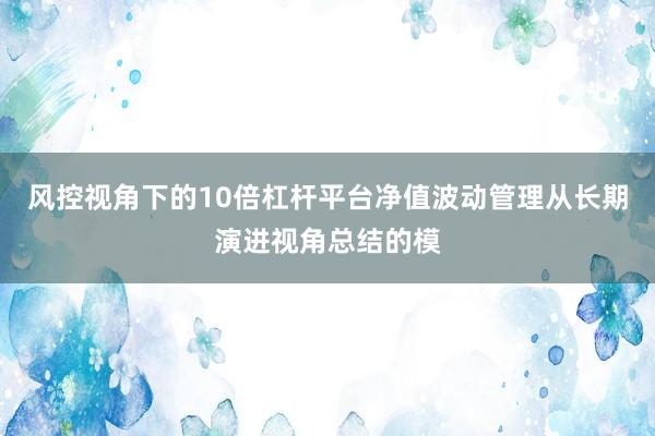 风控视角下的10倍杠杆平台净值波动管理从长期演进视角总结的模