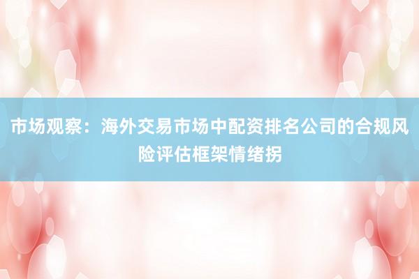 市场观察：海外交易市场中配资排名公司的合规风险评估框架情绪拐