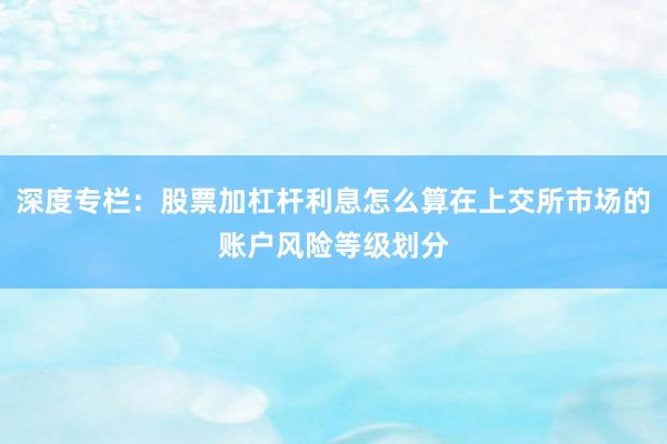 深度专栏：股票加杠杆利息怎么算在上交所市场的账户风险等级划分