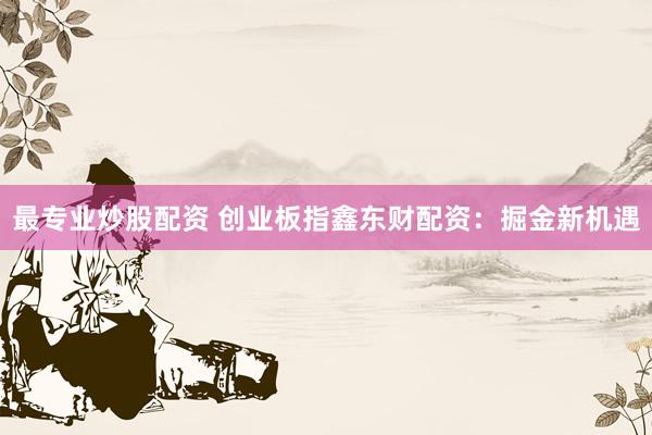 最专业炒股配资 创业板指鑫东财配资:掘金新机遇