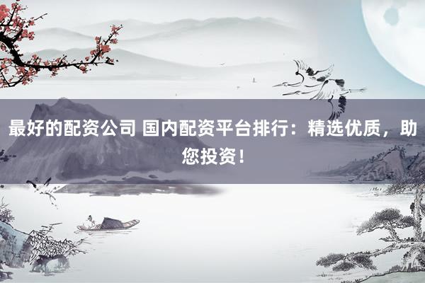 最好的配资公司 国内配资平台排行：精选优质，助您投资！
