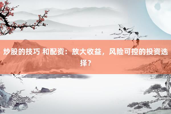 炒股的技巧 和配资：放大收益，风险可控的投资选择？