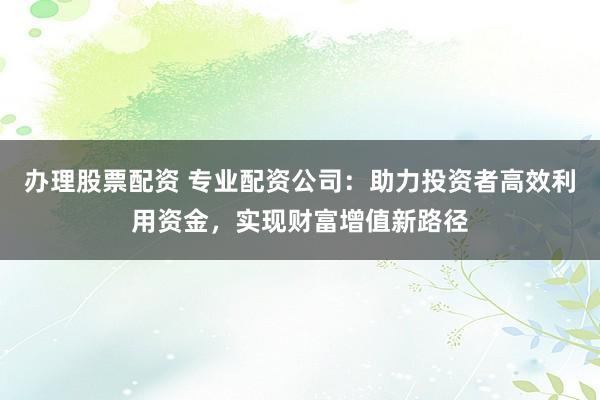 办理股票配资 专业配资公司：助力投资者高效利用资金，实现财富增值新路径