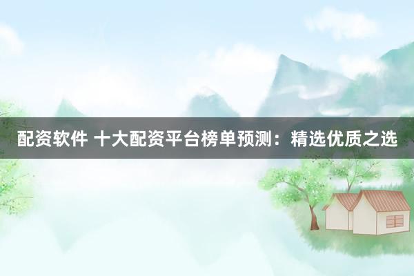 配资软件 十大配资平台榜单预测:精选优质之选
