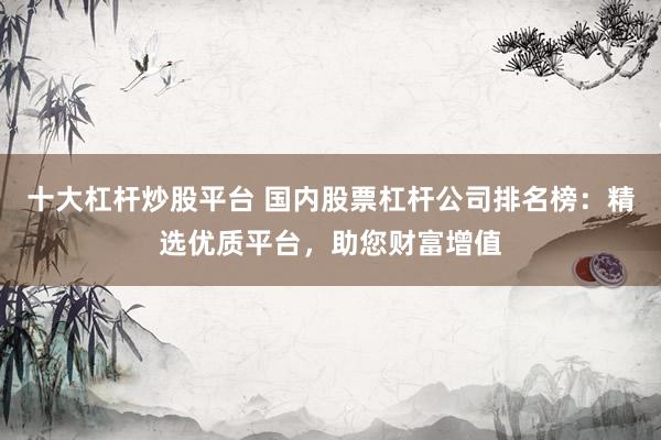 十大杠杆炒股平台 国内股票杠杆公司排名榜:精选优质平台,助您财富增值